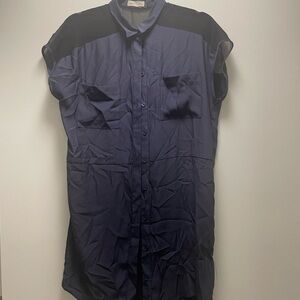 Silence + Noise Dark Blue Button Down Shirt